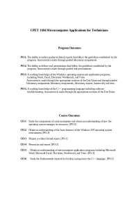 Microcomputer Applications for Technicians: Course Outcomes and Learning Objectives