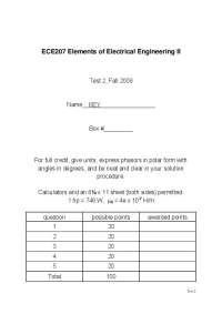 Test 2 in ECE207: Solving Electrical Engineering Problems