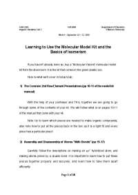 Learning to Use the Molecular Model Kit and the Basics of Isomerism | CHM 2201