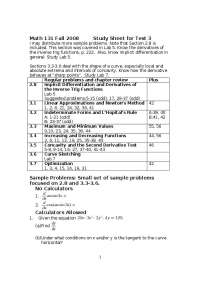 Calculus I - Study Sheet for Test 3 | MATH 131