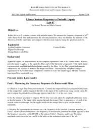 Linear System Response to Periodic Inputs - Lab Report 7 | ECE 300 ...