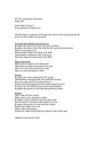 Elementary Astronomy Exam 1 Study Guide for PSC 203 - Spring 2007