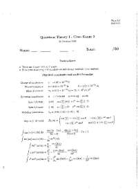 Introduction to Physical Constants, Useful Formulae - Quantum Theory I | PHYS 321
