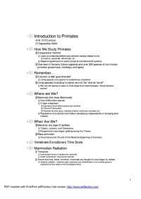 Introduction to Primates: Studying Primates and Their Evolution