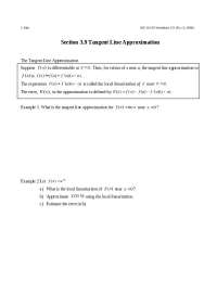 Tangent Line Approximation: Local Linearization of Differentiable Functions - Prof. Youngm