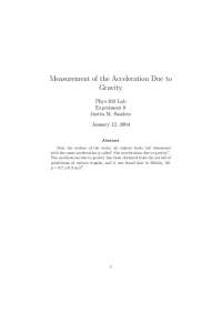 Measurement of Acceleration Due to Gravity | PH 201