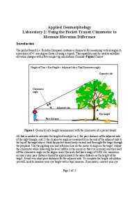 Using the Pocket Transit Clinometer to measure Elevation Difference | GY 301
