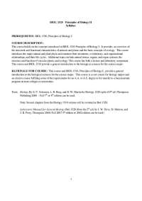 Course Syllabus - Principles of Biology II | BIOL 1520