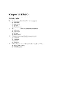 Java File I/O Multiple Choice Questions and Answers - Prof. Susanna Wei