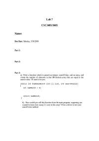 Introduction Computer Programming - Lab 7 - Fall 2005 | CSC 3405
