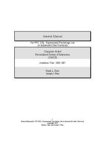 Computer-Aided Personalized System of Instruction | PSY 310