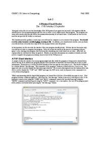 Lab 2: Creating a Simple Email Client using Java and POP protocol