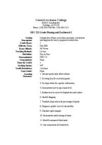 OEC 222: Grade Planning and Earthwork I - Central Arizona College