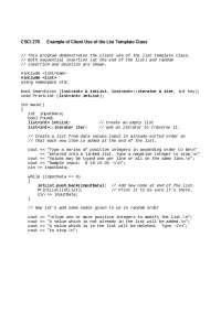CSCI 270: Client Use of List Template Class - A C++ Program - Prof. Sandra Huerter