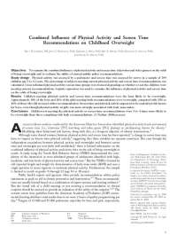 Impact of Physical Activity & Screen Time on Childhood Overweight: Study by Laurson et al.