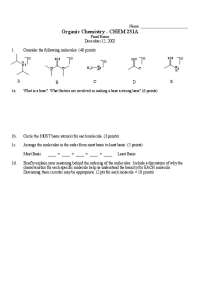 Organic Chemistry Exam - CHEM 231A, December 2002