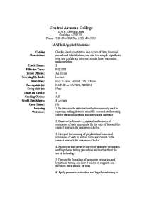 Applied Statistics Course: MAT162 at Central Arizona College