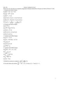 Practice Problems for Calculus I - Test III | MTH 125S