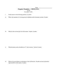 Organic Chemistry Exam - CHEM 231A, Test #4