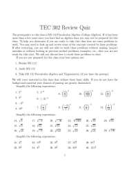 TEC 302 Quiz: Simplifying Expressions and Solving Equations
