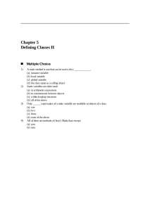 Defining Classes II Class Notes, Introduction of Computer Programming | CSC 3405