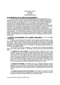Assignment Sheet - Labor Markets - Spring 2005 | LIR 809