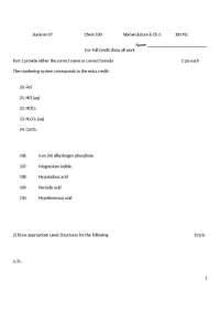 Chemistry Exam: Nomenclature, Formulas, Lewis Structures, and VSEPR Theory