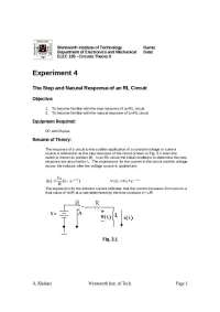 The Step and Natural Response of RL Circuit - Experiment 4 | ELEC 195