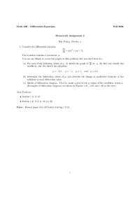 Math 308 Homework Assignment 4 - Differential Equations with Parameter µ