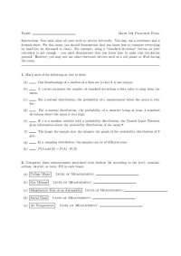 Practice Final Exam for Elementary Statistics | MATH 104