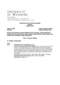 Course Review Committee - Intimate Relationships - Fall 2009 | FCSC 2133