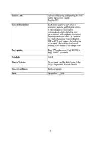 Advanced Listening and Speaking for Nonnative Speakers of English | ENGL 072