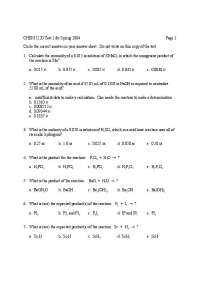 Chemistry Test 1 for Spring 2004 - CHEM 1120