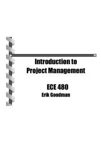 Introduction to Project Management - Senior Design | ECE 480