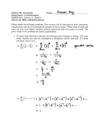 Past Test 3 Problems with Answer Key - Calculus II | MATH 211 - Docsity