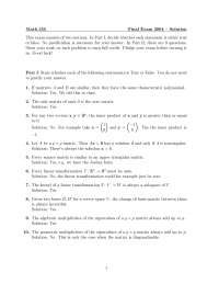 Final Exam Questions with Solutions - Linear Algebra | MATH 355 - Docsity