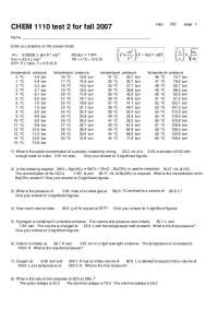 Answers Key to Exam 2 - General Chemistry I | CHEM 1110