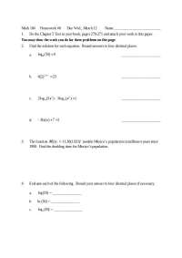 Math 104 Homework 6: Logarithms and Exponential Functions