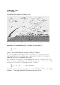 Hydrologic Budget Equation and Water Storage in Watersheds - Prof. David Brandes