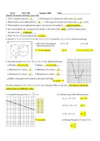 Math Test 1 - MAT 190 - Summer 2008 - Prof. Nancy Molik