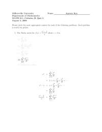Quiz III with Answers - Calculus II | MATH 211 - Docsity
