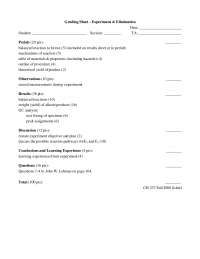 Grading Sheet - Experiment 4: Elimination | CH 237 - Docsity