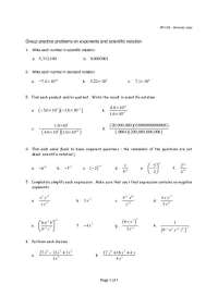 MTH 65 Class: Exponents and Scientific Notation Problems