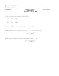 Practice Homework 9 - Complex Variables | MATH 355 - Docsity