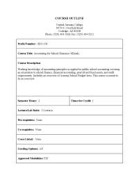 Accounting for School Business Officials - Outline | SBO 130 - Docsity