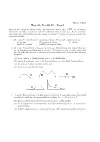 Math 102 / Core 143 Exam I: Solutions and Questions