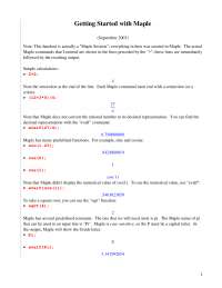 Getting Started with Maple - Lecture Handout | MATH 308 - Docsity