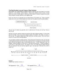 The Real Number Line and Types of Real Numbers | MTH 60 - Docsity