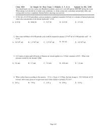 Practice Exam 2 Sample - General Chemistry I | CHEM 1010 - Docsity