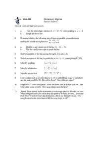 Elementary Algebra Practice Exam 2 - Math 200 - Prof. John Redden